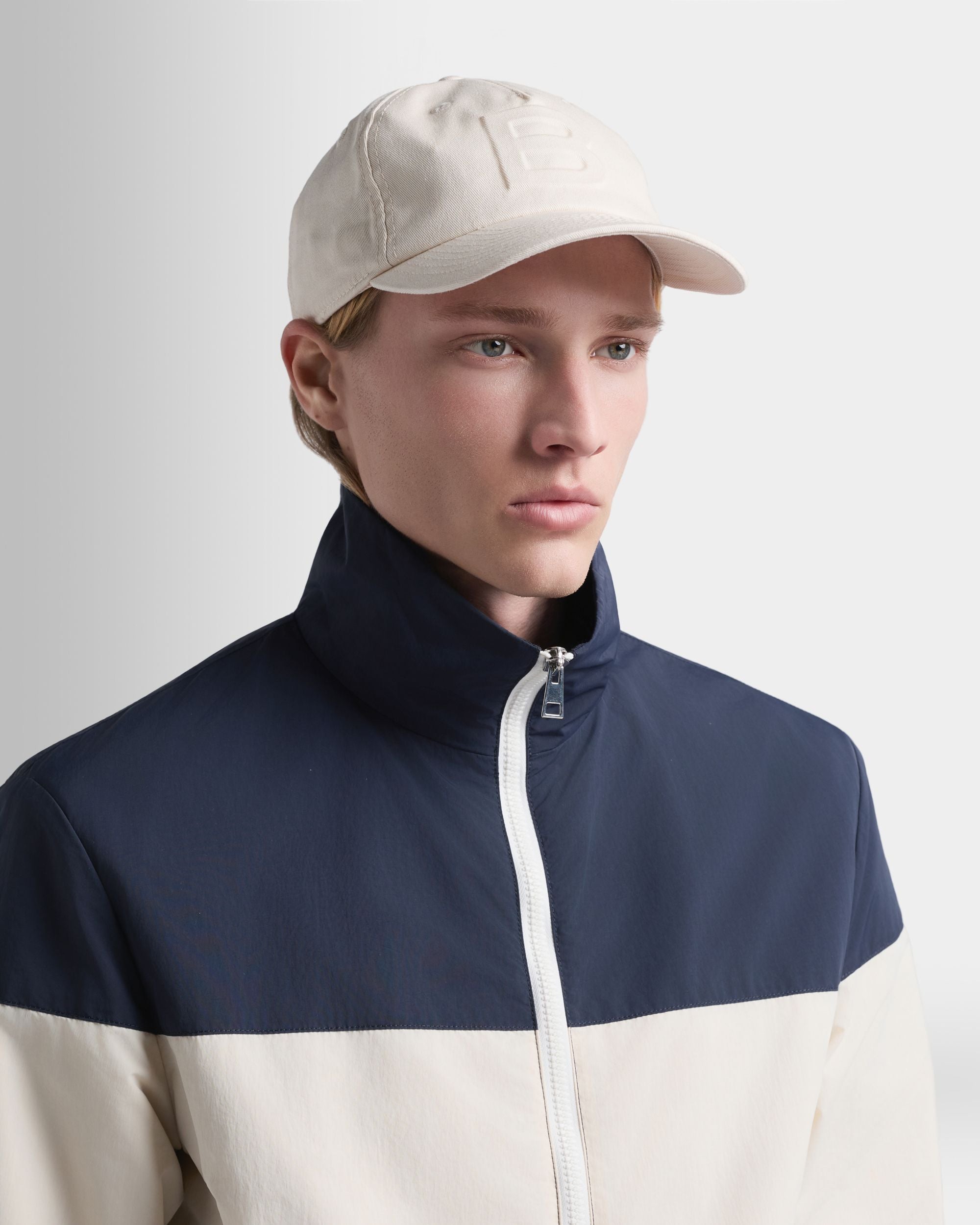 Bally Global - Baseball Hat in Ivory Cotton With a Debossed Logo - White