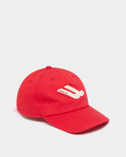 Baseball Hat in Red Cotton With a B-Wing Patch