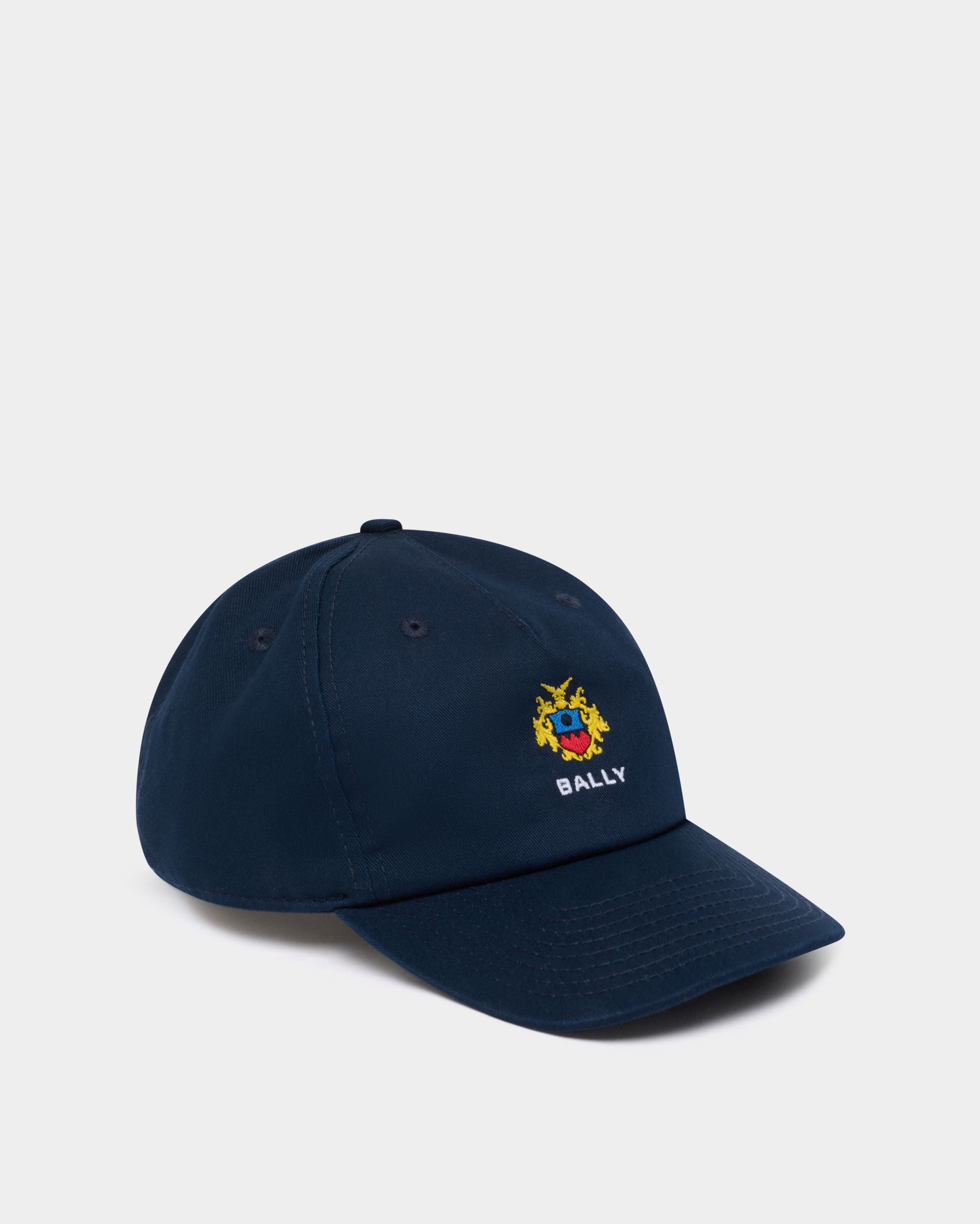 Bally Global - Baseball Hat in Navy Blue Cotton With the Bally Crest - Blue