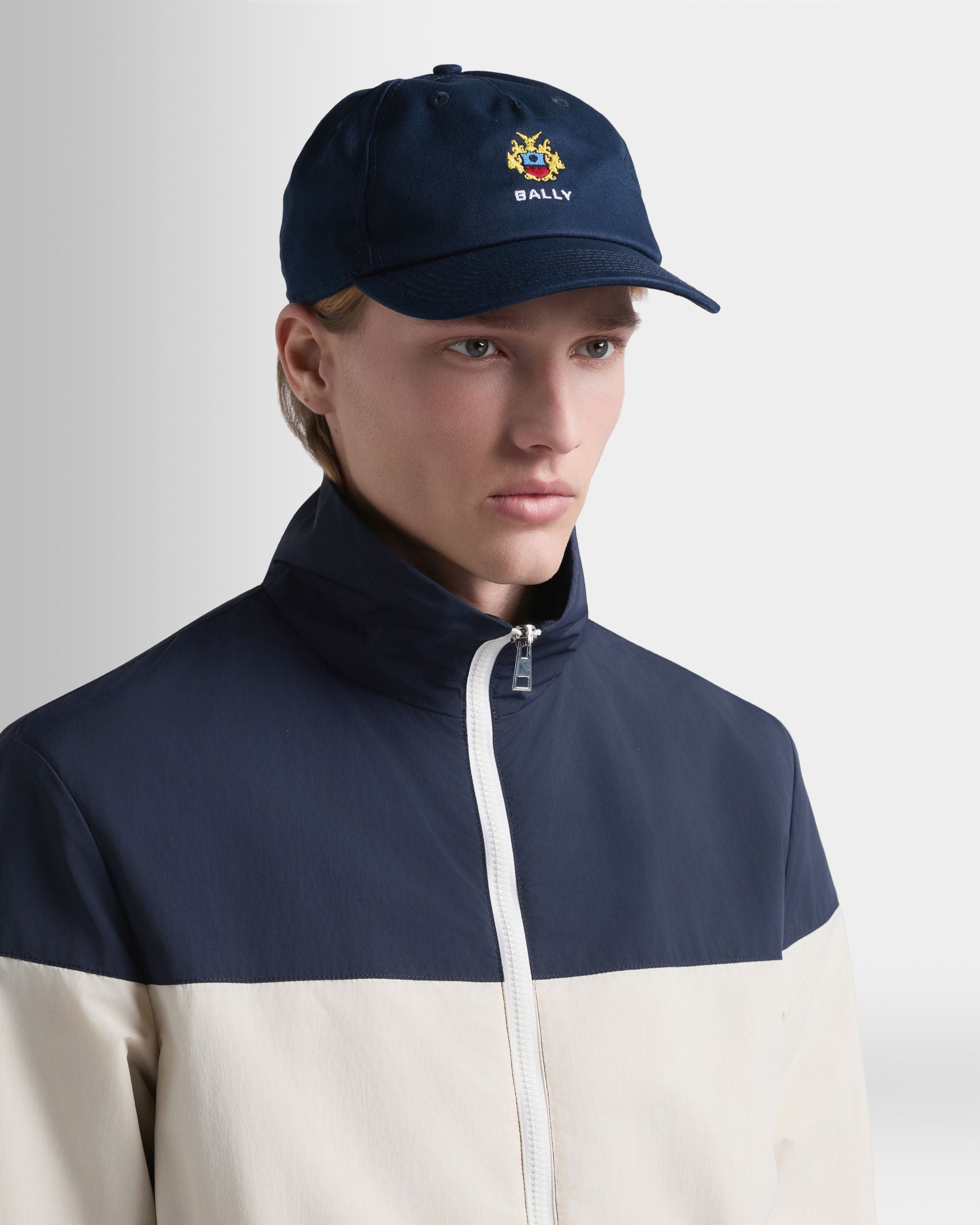Bally Global - Baseball Hat in Navy Blue Cotton With the Bally Crest - Blue