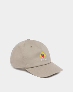 Baseball Hat in Grey Melange Cotton With the Bally Crest