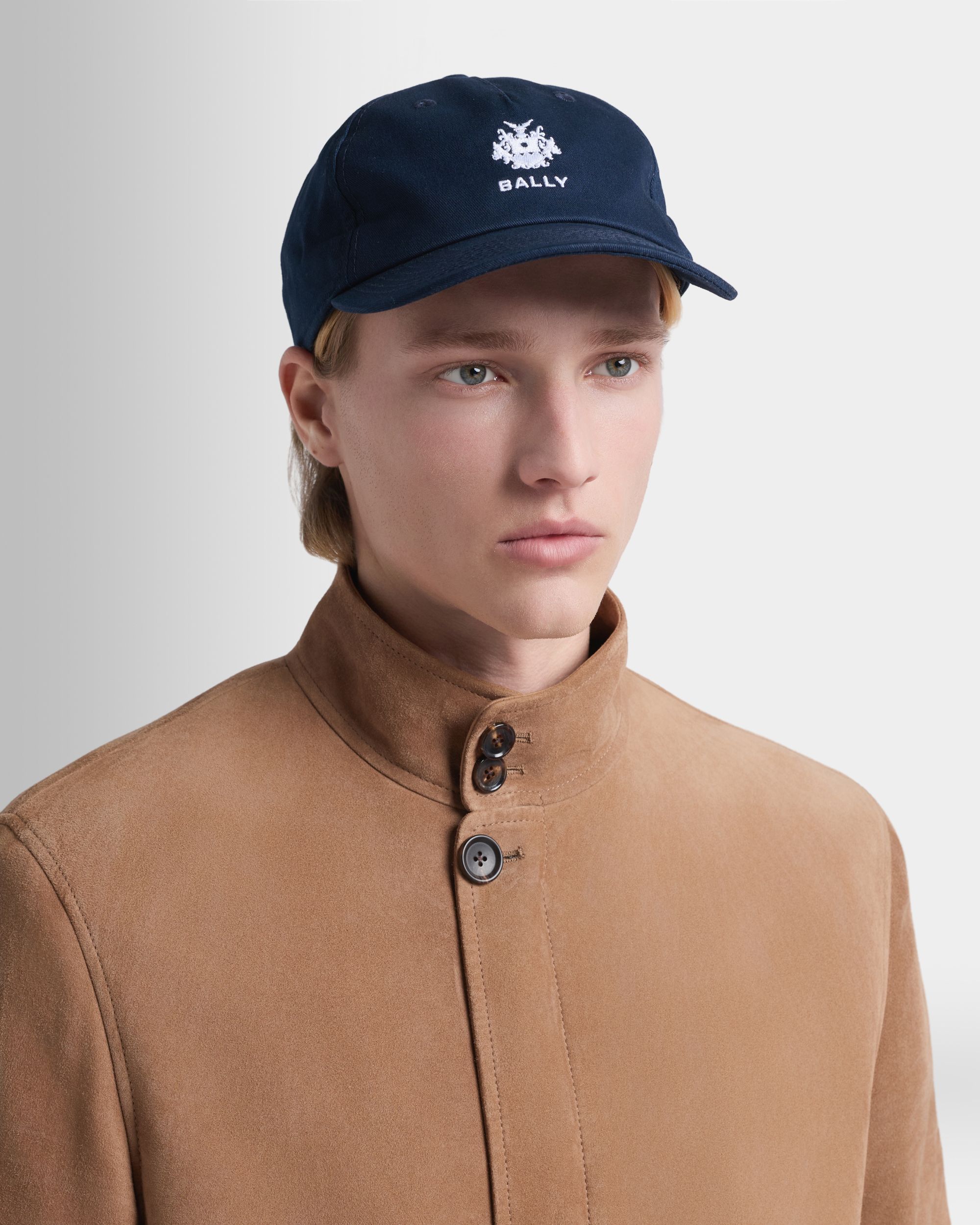 Bally Global - Baseball Hat in Navy Blue Cotton With a Solid Bally Crest - Blue