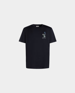 Camiseta Con Estampado Mountain Flower De Algodón Navy Blue