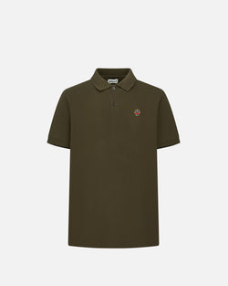 Polo With a Bally Crest Logo In Military Green Cotton