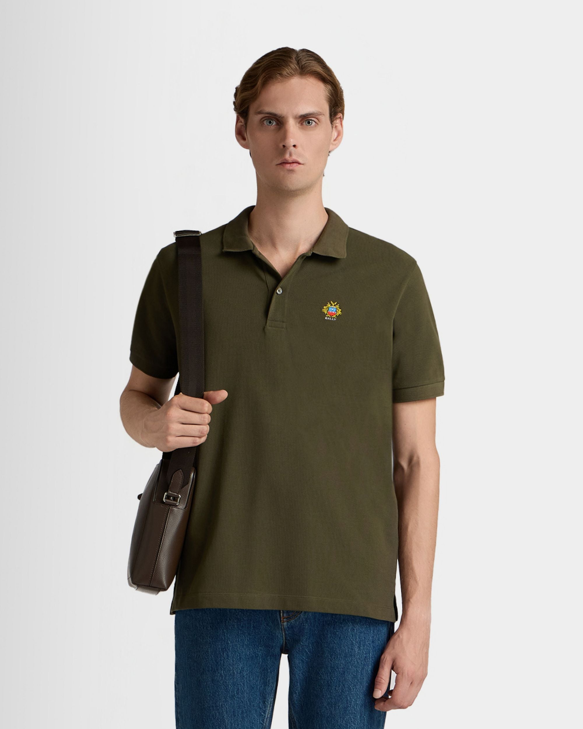 Bally Global - Polo En Coton Military Green Avec Écusson Bally Crest - Vert