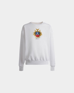 Sweatshirt in White Cotton with a Crest