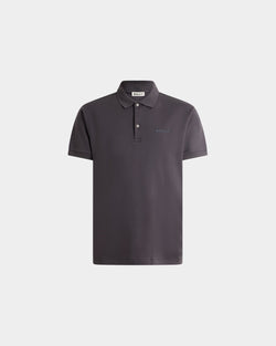 Polo Shirt in Dark Grey Cotton And Silk with a Logo