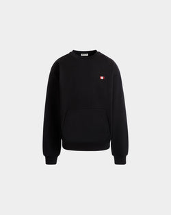 Crewneck Sweatshirt With a Bally Flag in Black Cotton