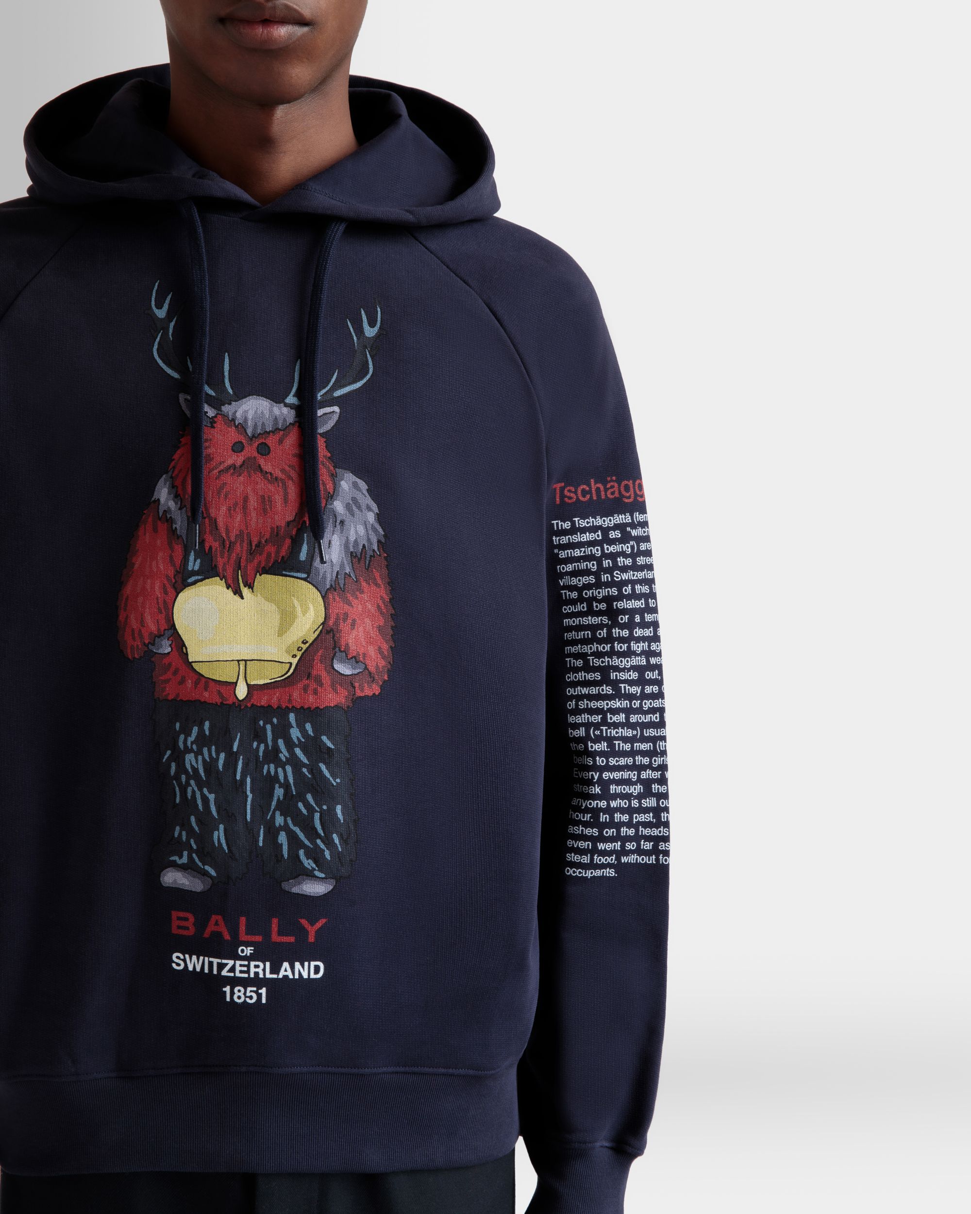 Bally Global - Hoodie With Forest Mask In Navy Blue Cotton - Blue