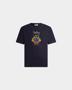 T-Shirt Aus Baumwolle In Navy Blue Mit Bally-Crest-Wappen
