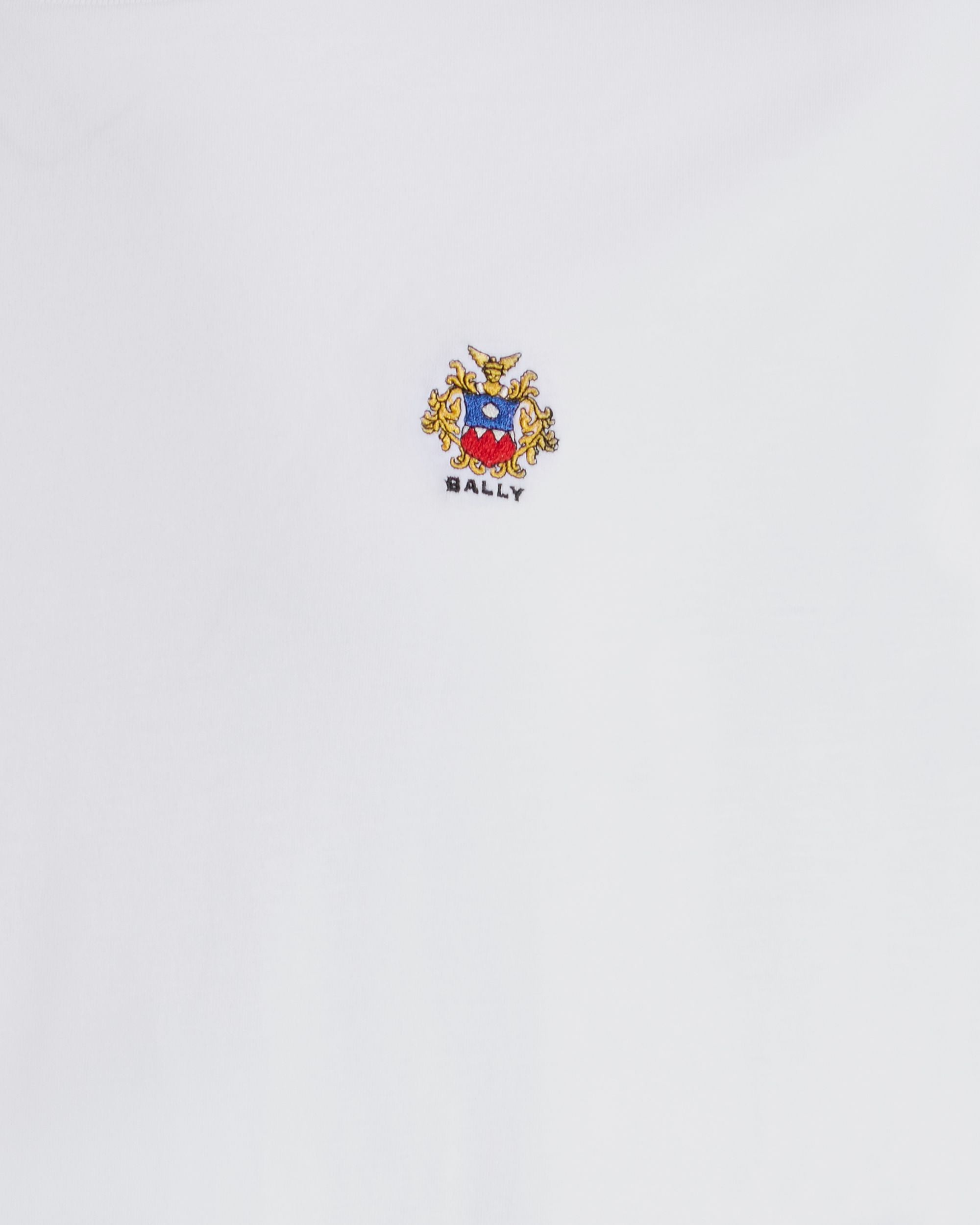 Bally Global - T-Shirt in White Cotton with a Bally Crest - White