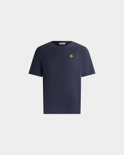 T-Shirt in Navy Blue Cotton With a Bally Crest