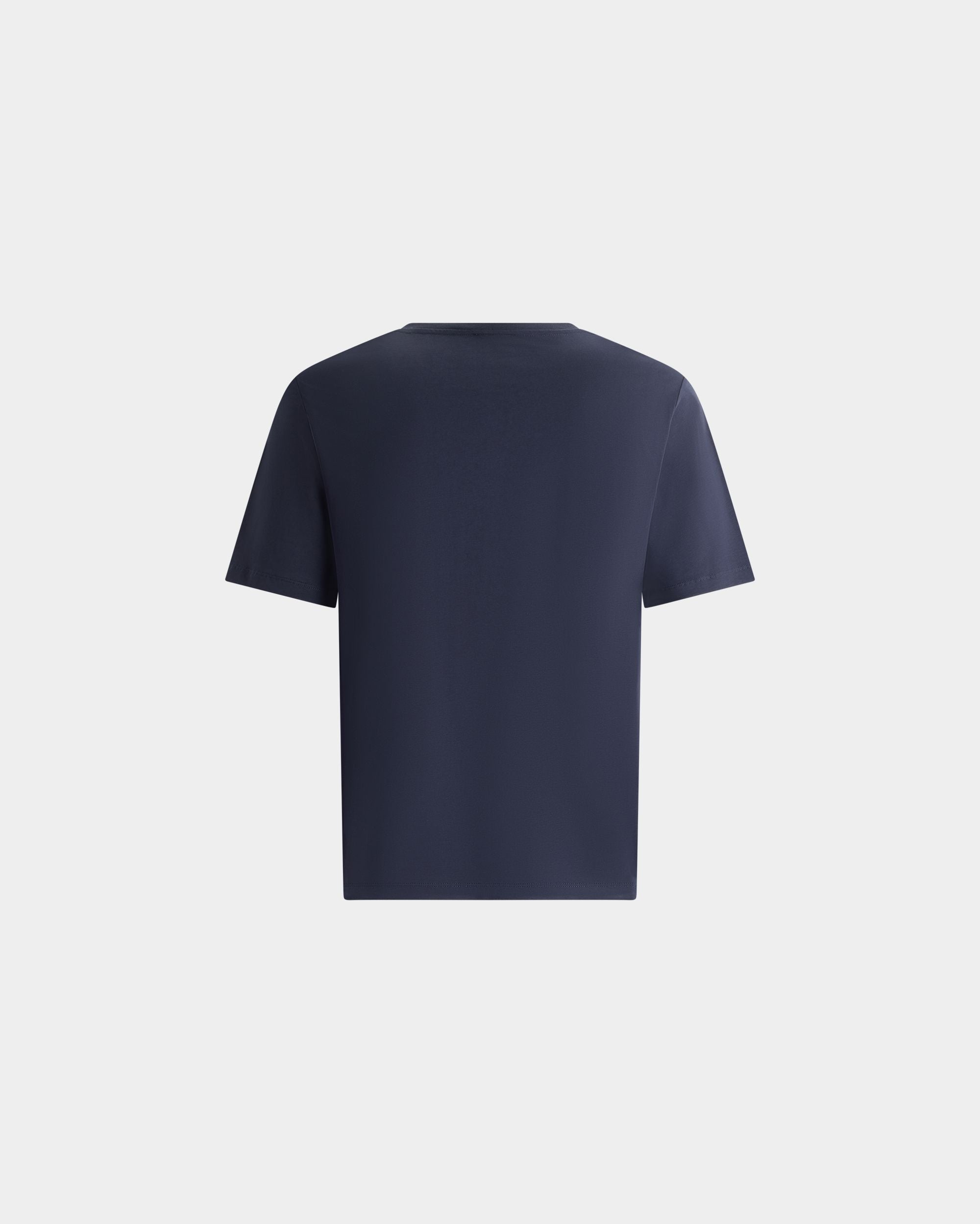 Bally Global - T-Shirt in Navy Blue Cotton With a Bally Crest - Blue