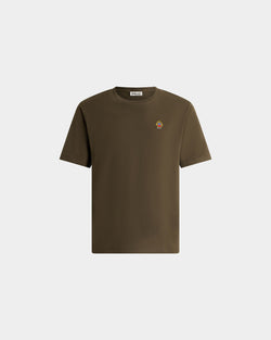 T-Shirt in Military Green Cotton with a Bally Crest