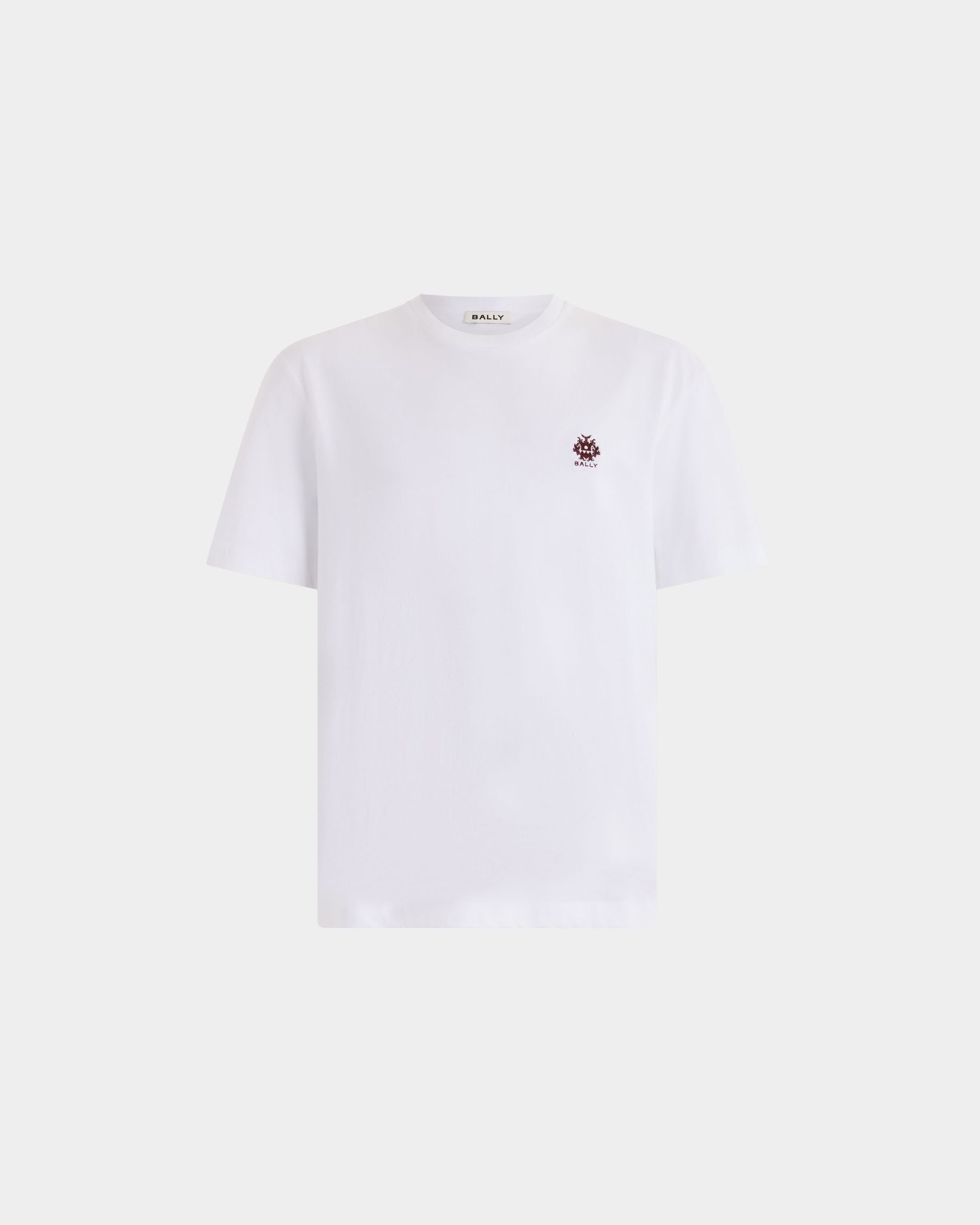 Bally Global - T-shirt in White Cotton with a Bally Crest - White