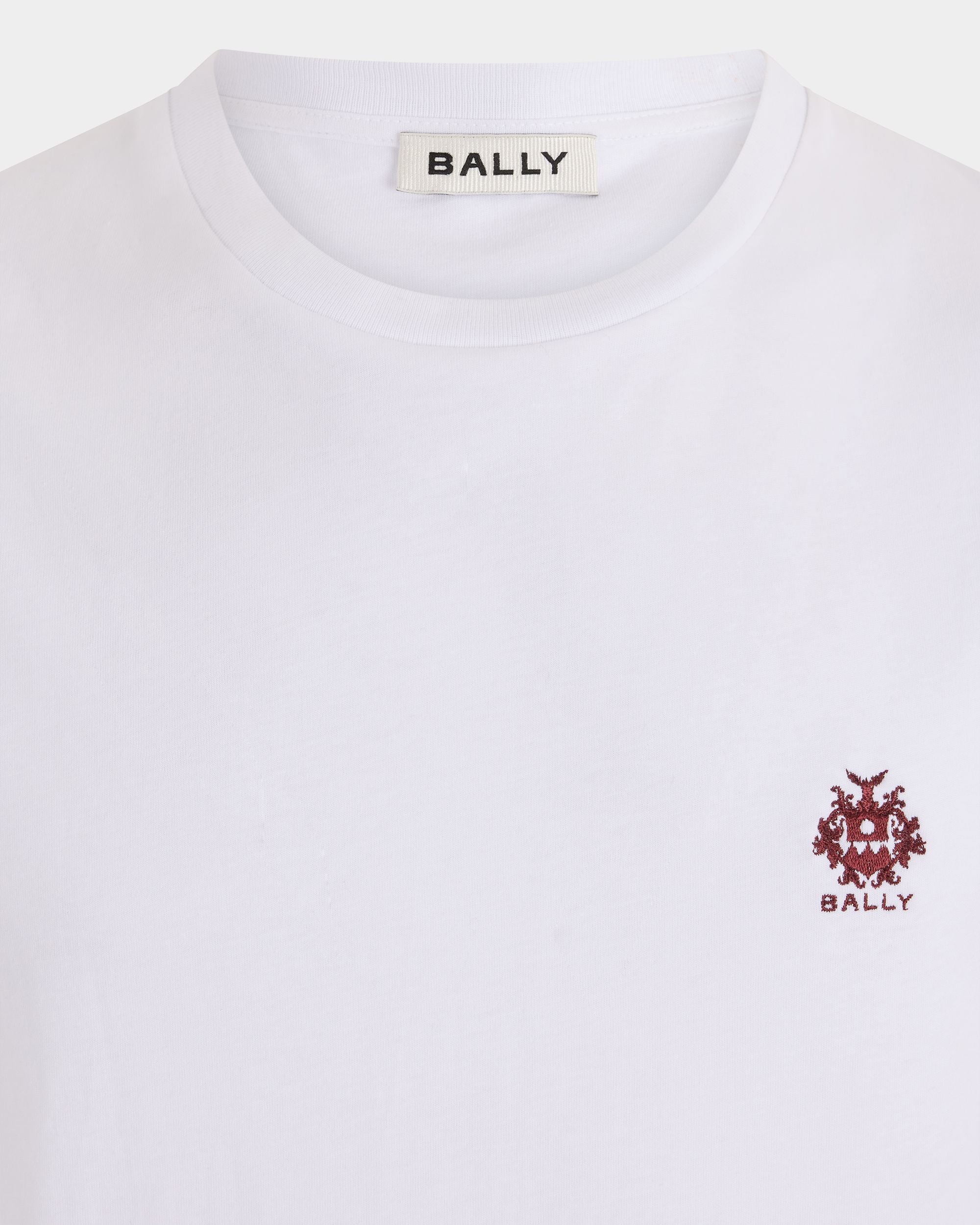 Bally Global - T-shirt in White Cotton with a Bally Crest - White