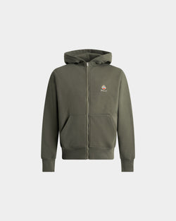 Sudadera De Algodón Military Green Con Capucha Y Escudo Bally Crest