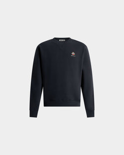 Sudadera De Cuello Redondo De Algodón Navy Blue Con Escudo Bally Crest