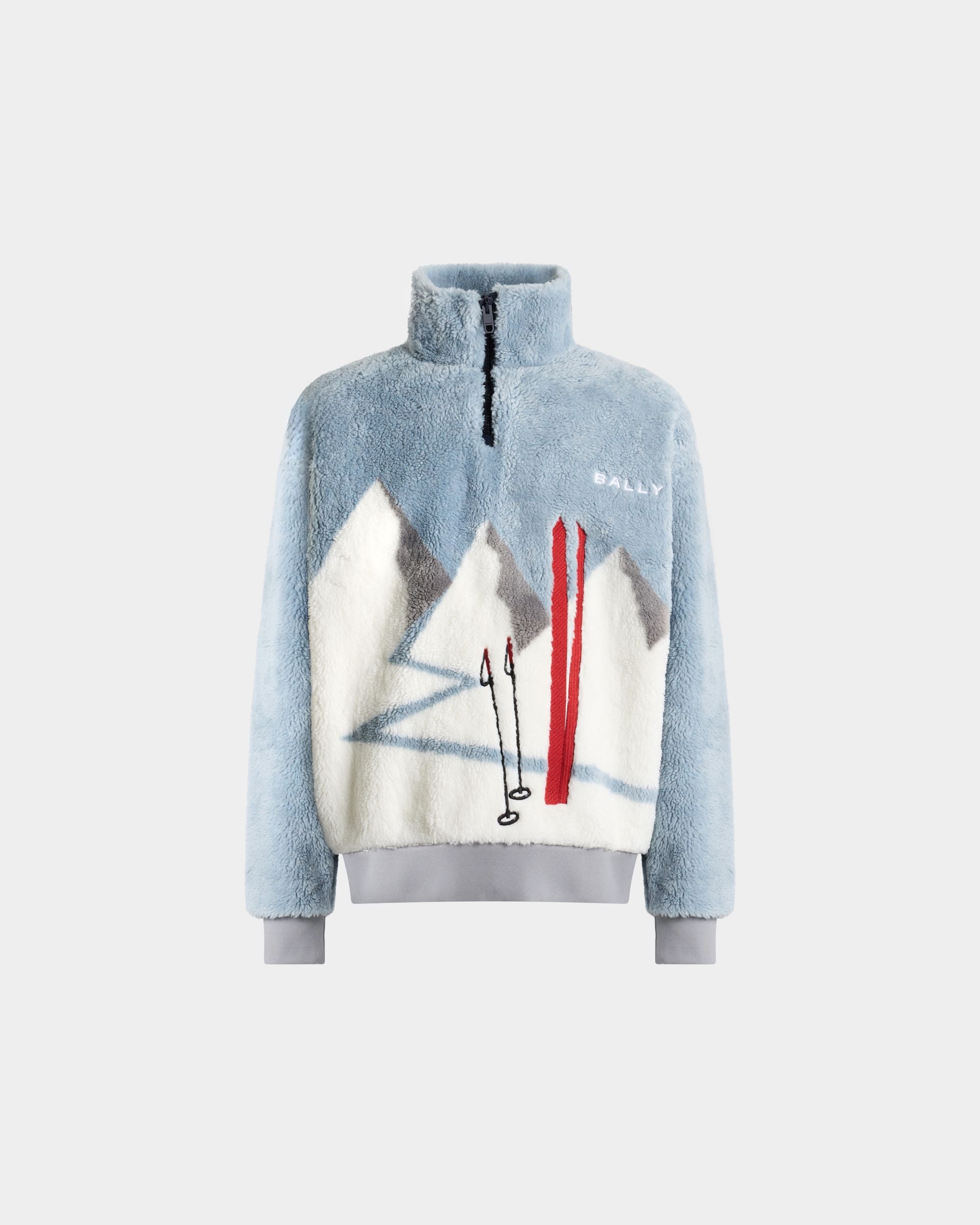 Bally Global - Winter Capsule Sweatshirt mit kurzem Reißverschluss aus Nylon in Light Blue - Blue