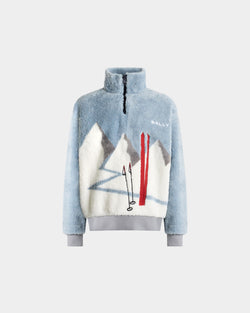 Winter Capsule Sweatshirt mit kurzem Reißverschluss aus Nylon in Light Blue