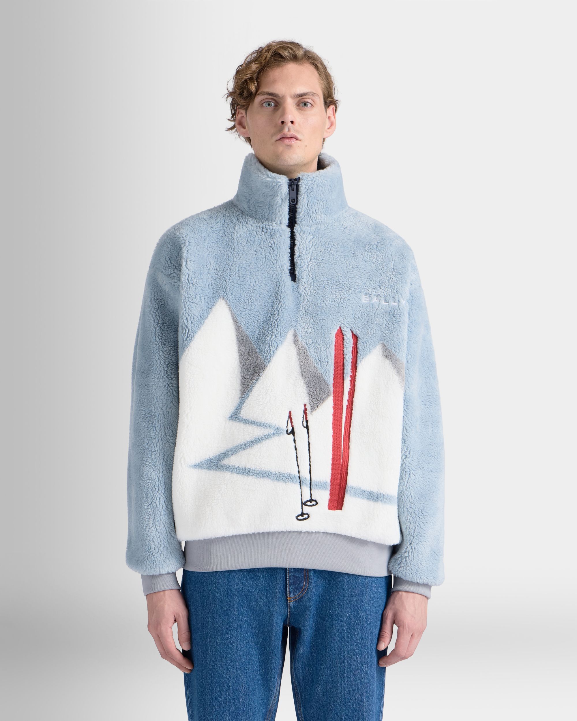 Bally Global - Winter Capsule Sweatshirt mit kurzem Reißverschluss aus Nylon in Light Blue - Blue