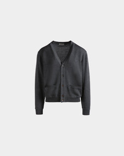 Cardigan With Bally Crest Logo In Dark Grey Wool