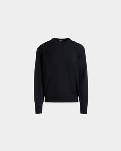 Crewneck Sweater In Navy Blue Cashmere