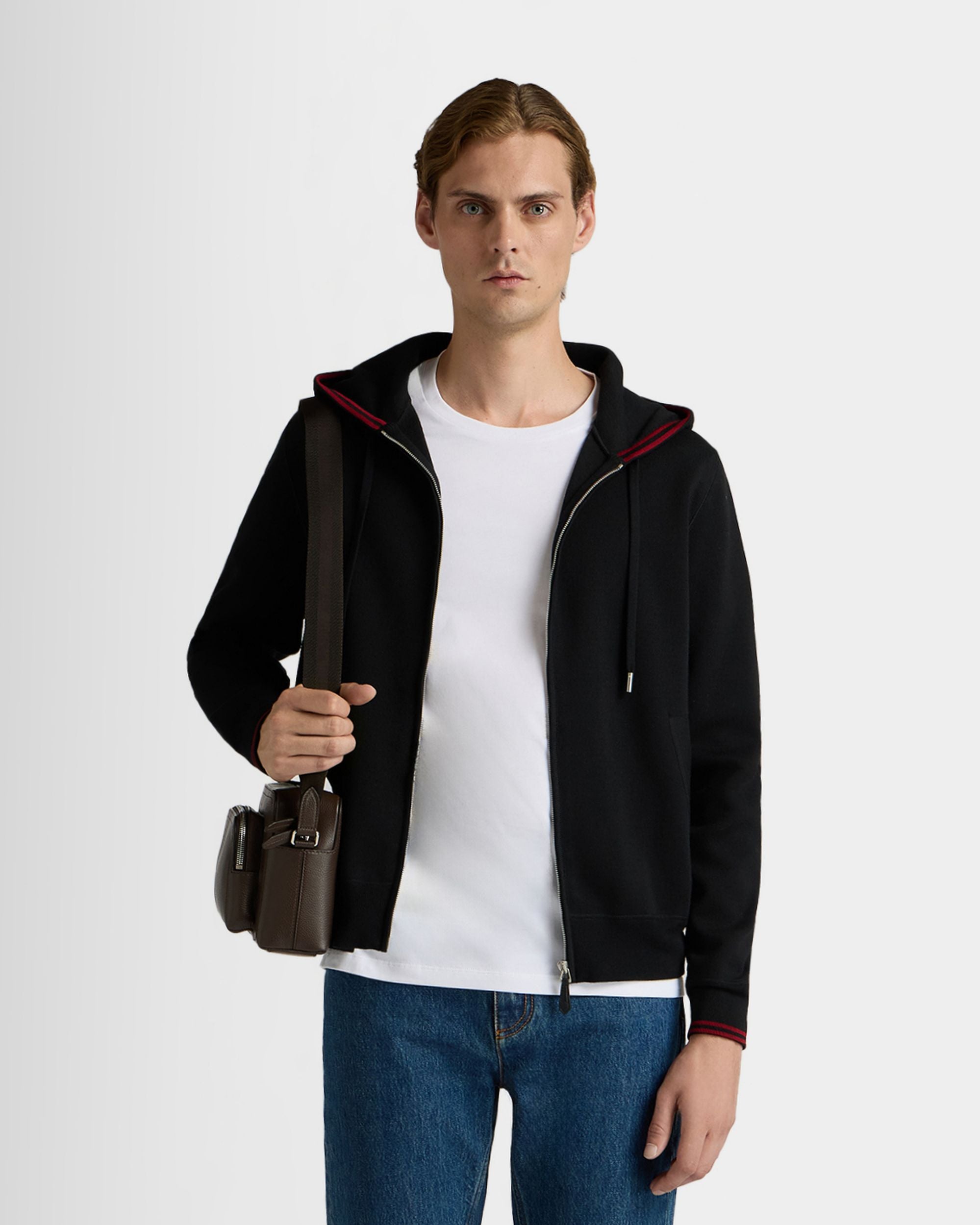 Bally Global - Hoodie in Black Wool - Black