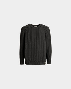 Crewneck Sweater With a Bally Crest Logo In Dark Grey Wool