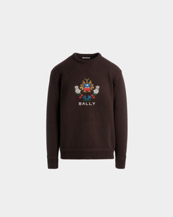 Winter Capsule Crewneck Sweater With Alpine Flowers in Ebano Wool