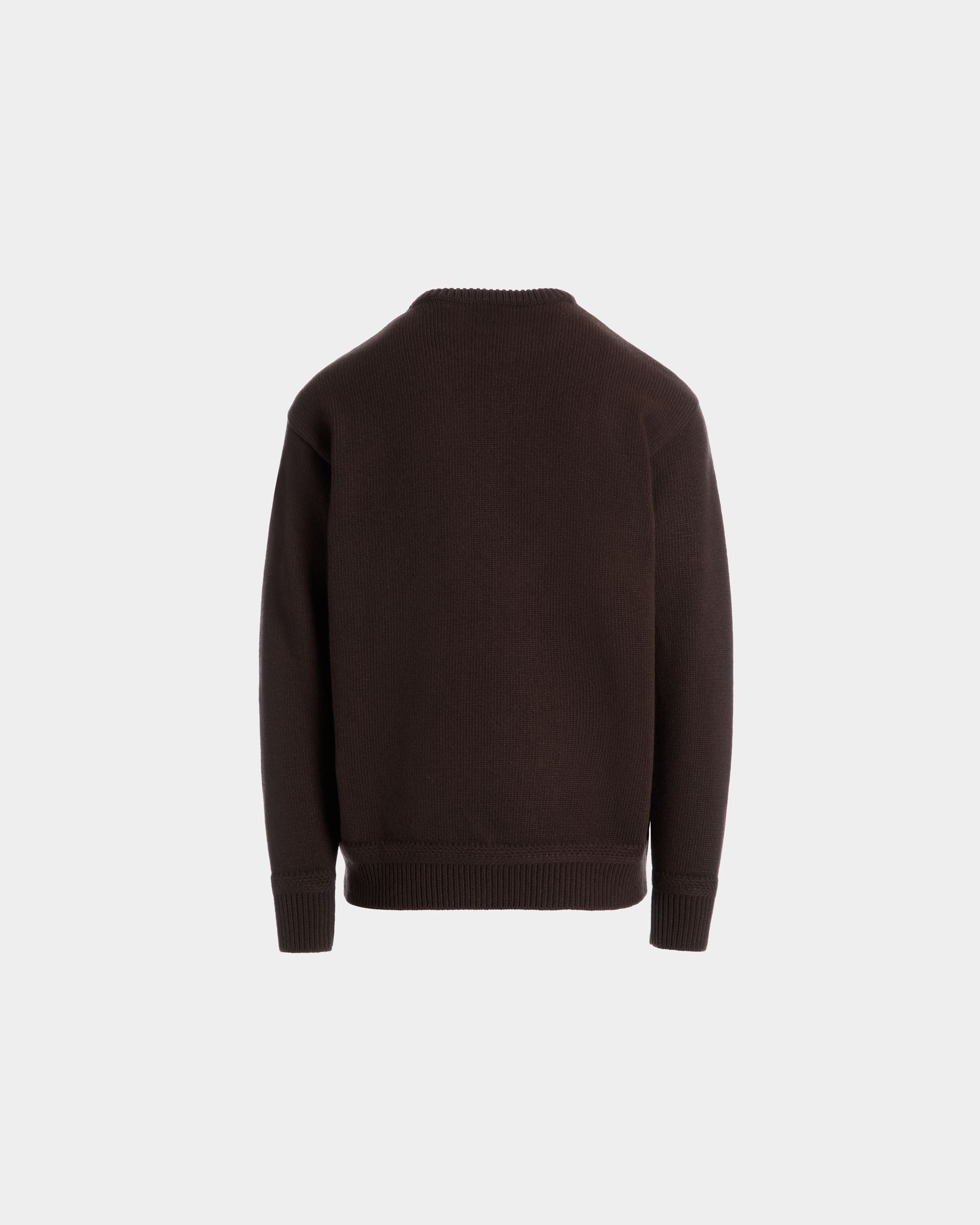 Bally Global - Winter Capsule Crewneck Sweater With Alpine Flowers in Ebano Wool - Brown
