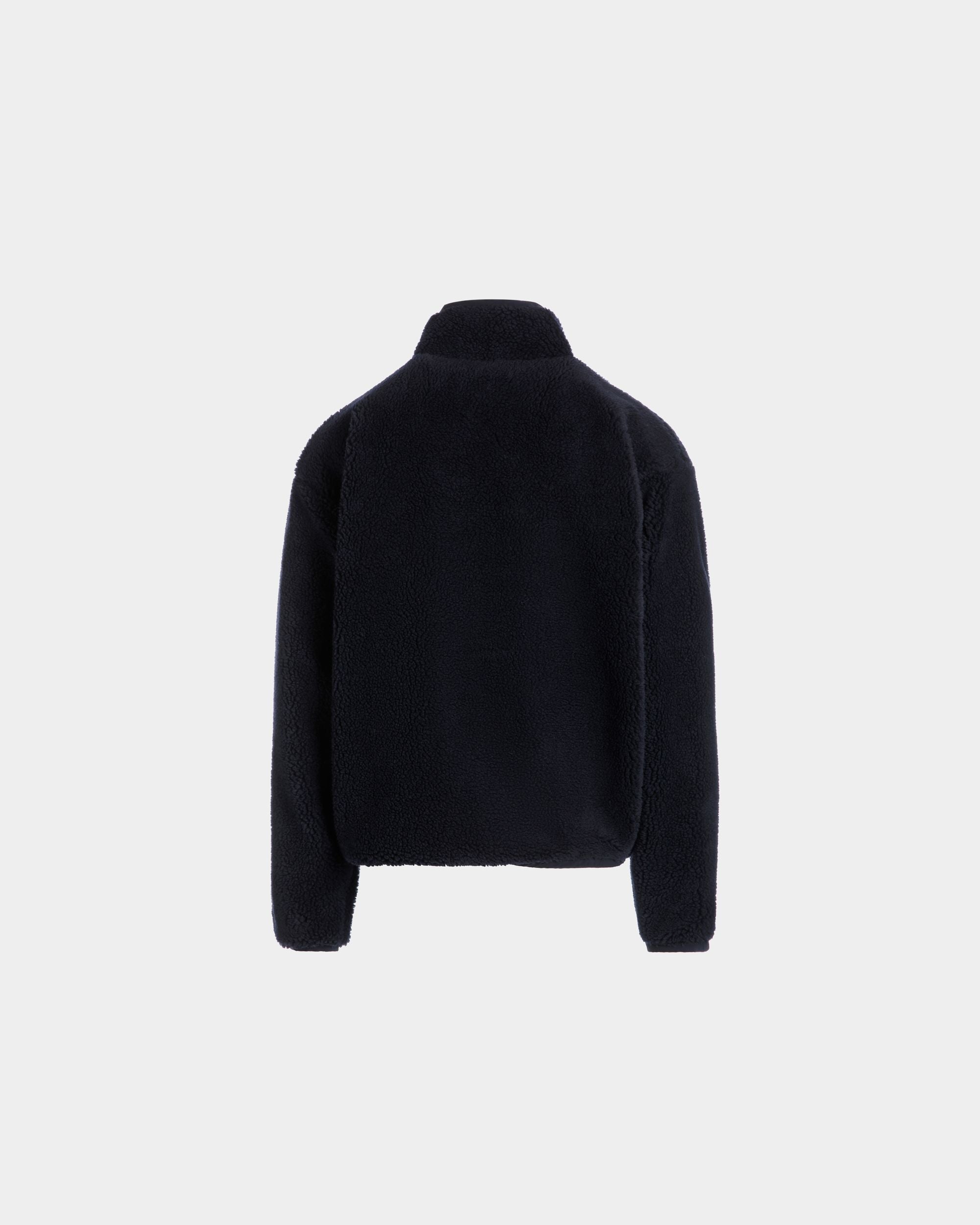 Bally Global - Winter Capsule Full Zip Sweashirt With Alpine Flowers in Navy Blue Fleece - Blue