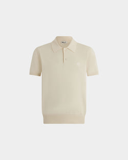 Polo Shirt in Ivory Cotton And Silk