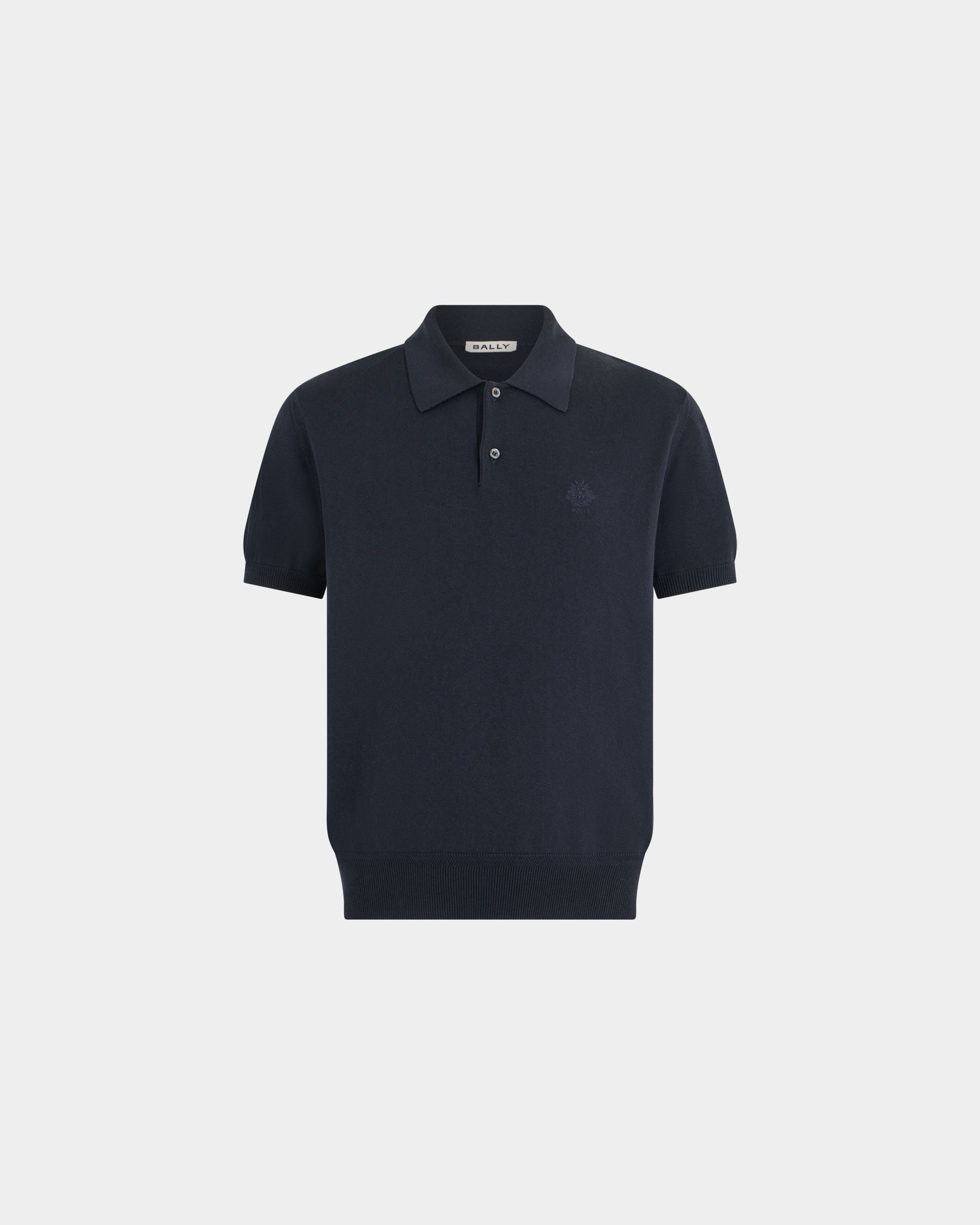 Bally Global - Polo Shirt in Navy Blue Cotton And Silk - Blue
