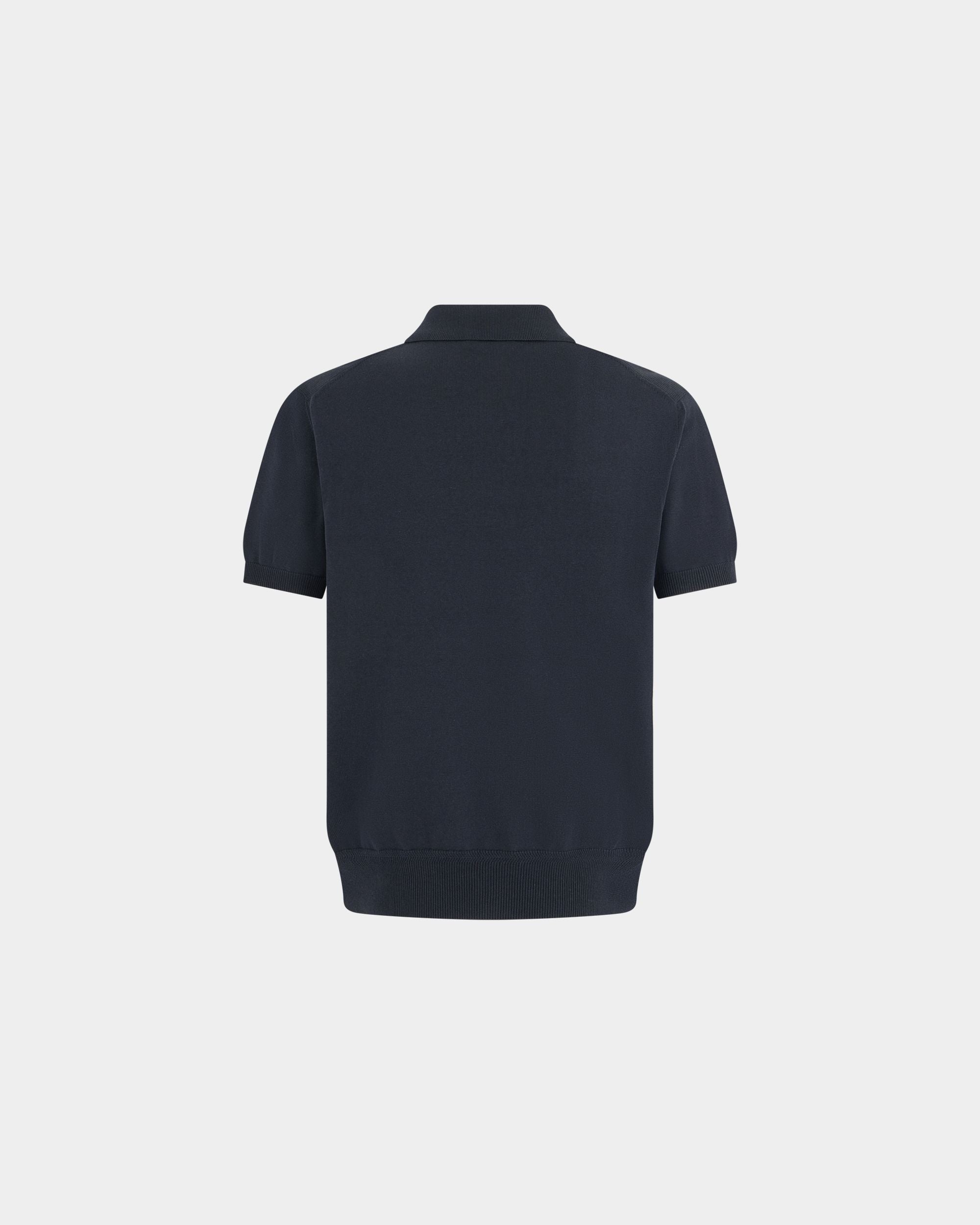 Bally Global - Polo Shirt in Navy Blue Cotton And Silk - Blue