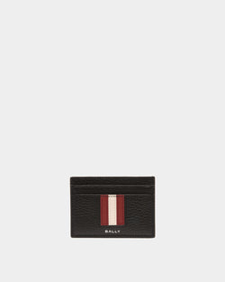 Porte-Cartes Ribbon En Cuir Grainé Noir