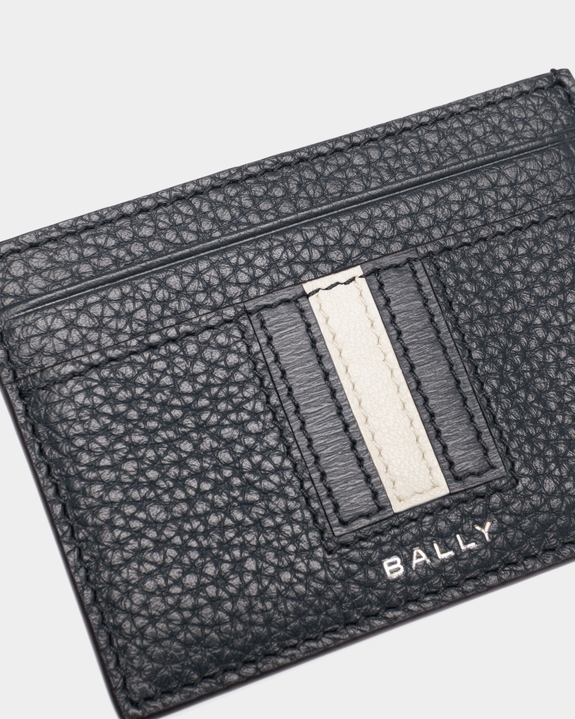 Bally Global - Ribbon Business Card Holder In Midnight Leather - Blue