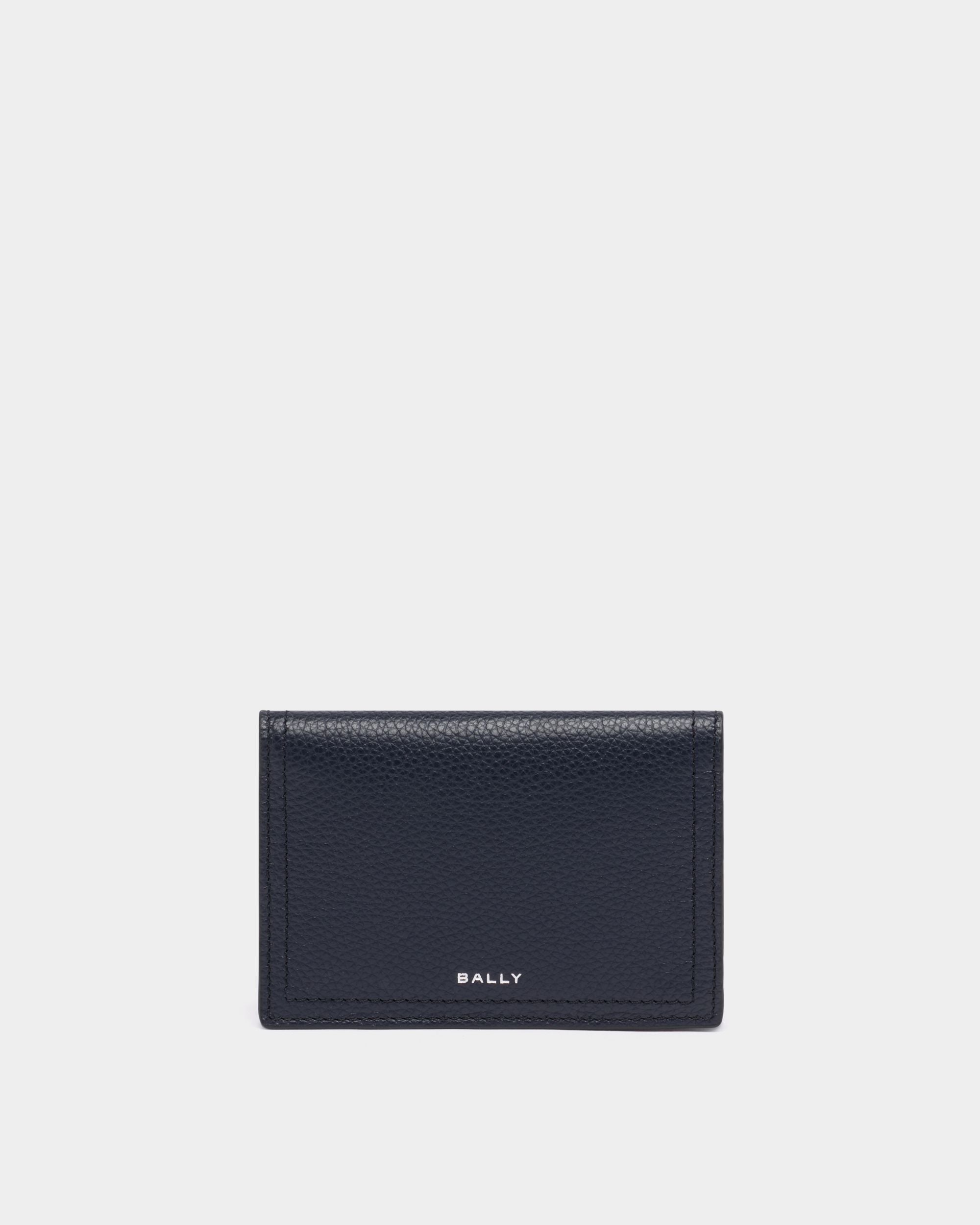 Bally Global - Capitol Card Holder in Navy Blue Grained Leather - Blue