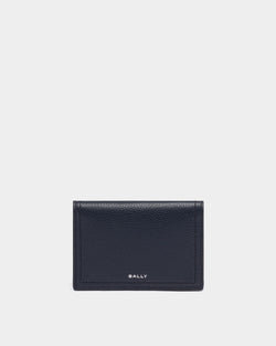 Capitol Card Holder in Navy Blue Grained Leather