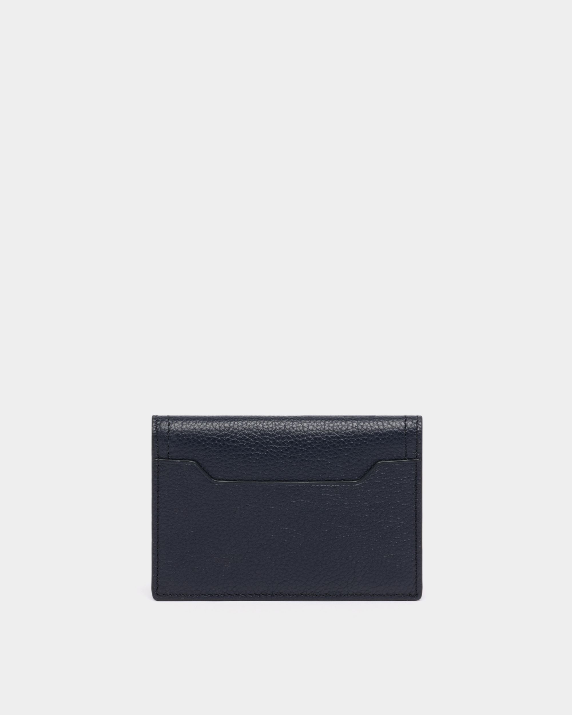 Bally Global - Capitol Card Holder in Navy Blue Grained Leather - Blue