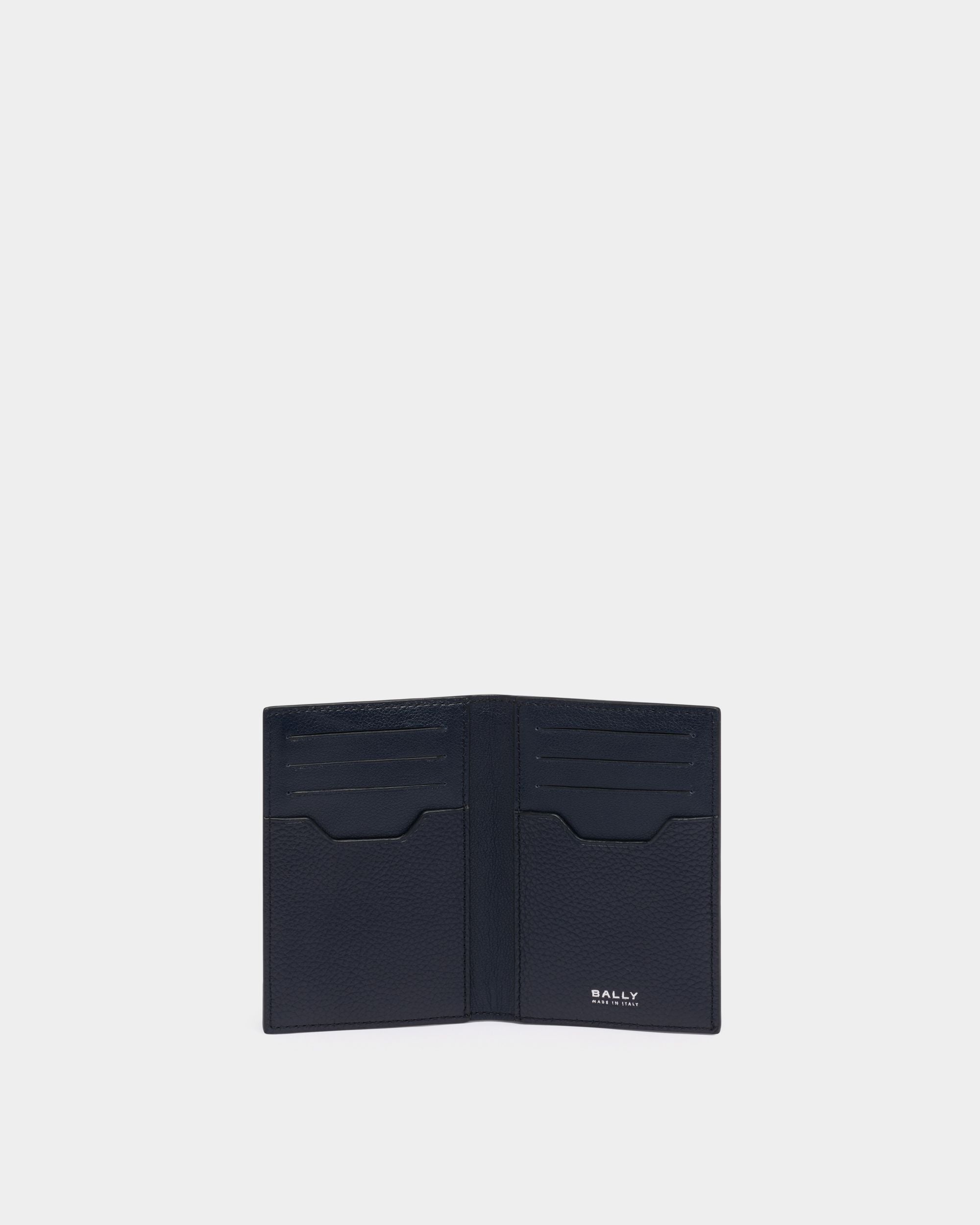 Bally Global - Capitol Card Holder in Navy Blue Grained Leather - Blue