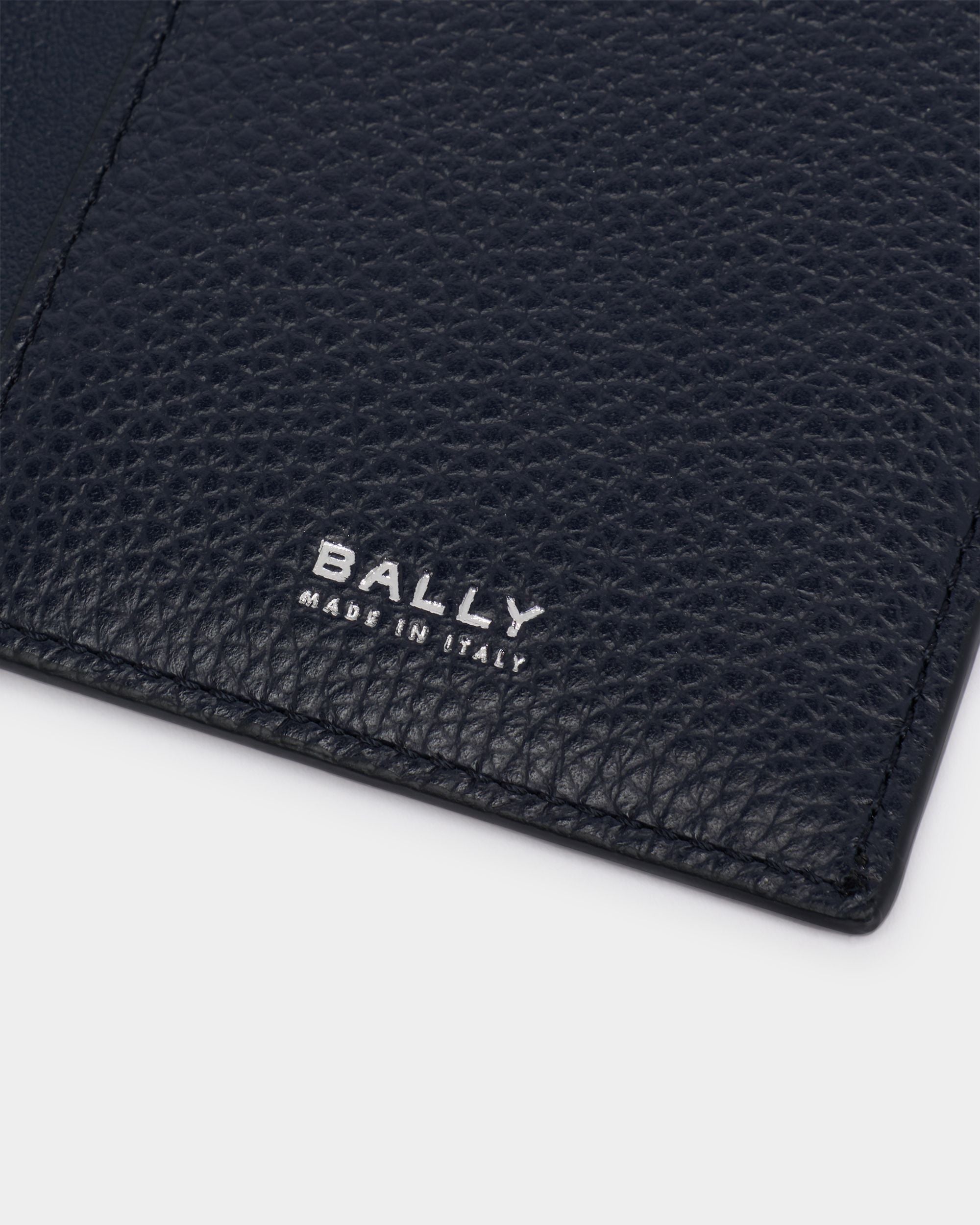 Bally Global - Capitol Card Holder in Navy Blue Grained Leather - Blue