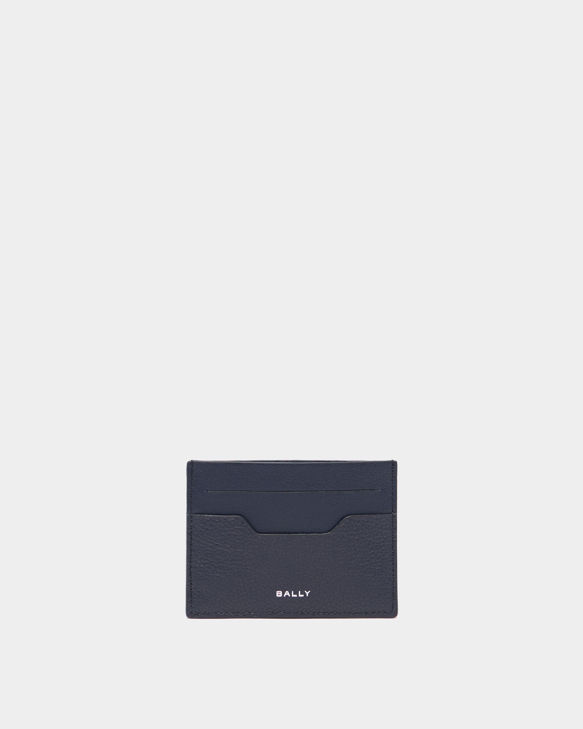 Bally Global - Capitol Card Holder in Navy Blue Grained Leather - Blue