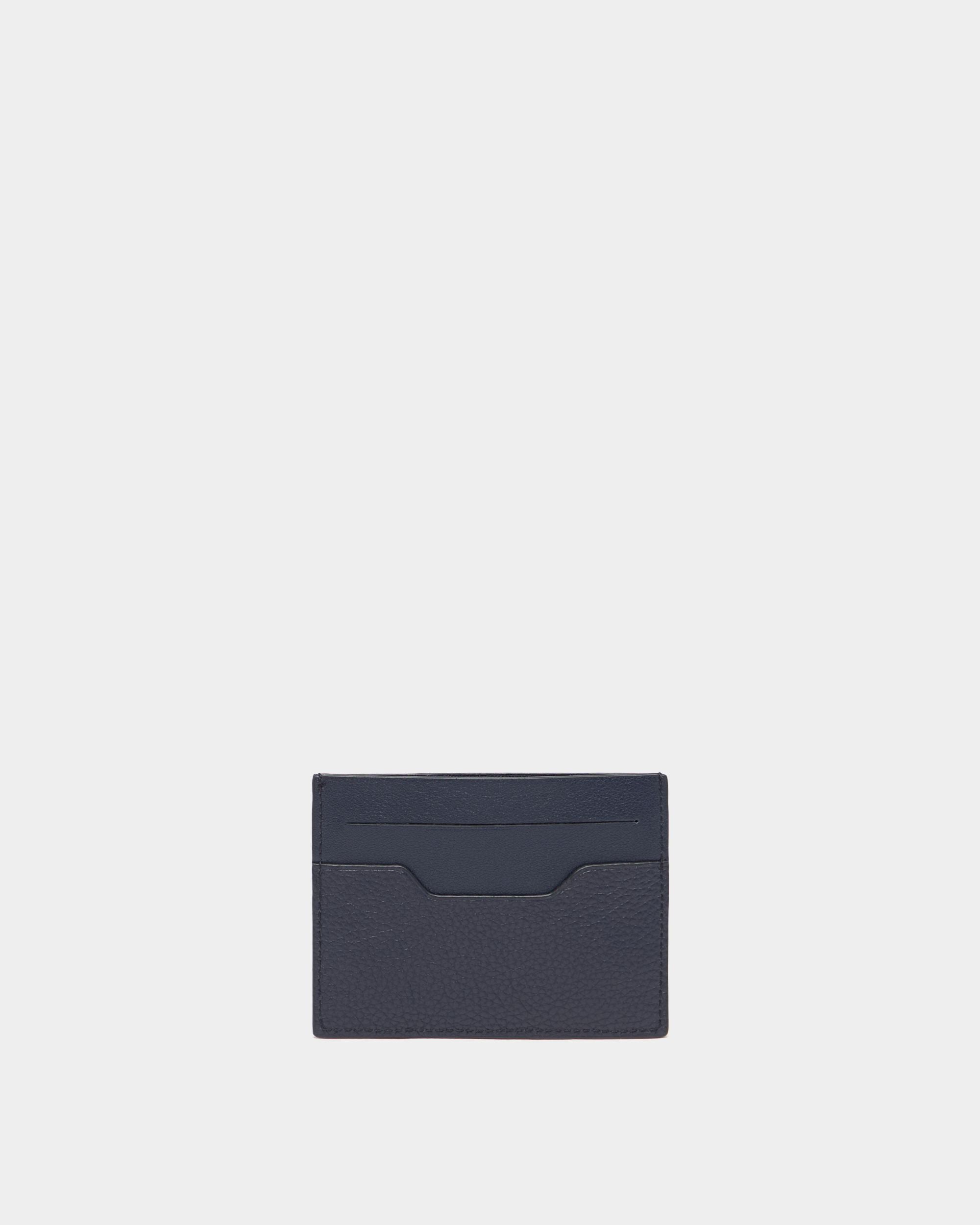 Bally Global - Capitol Card Holder in Navy Blue Grained Leather - Blue