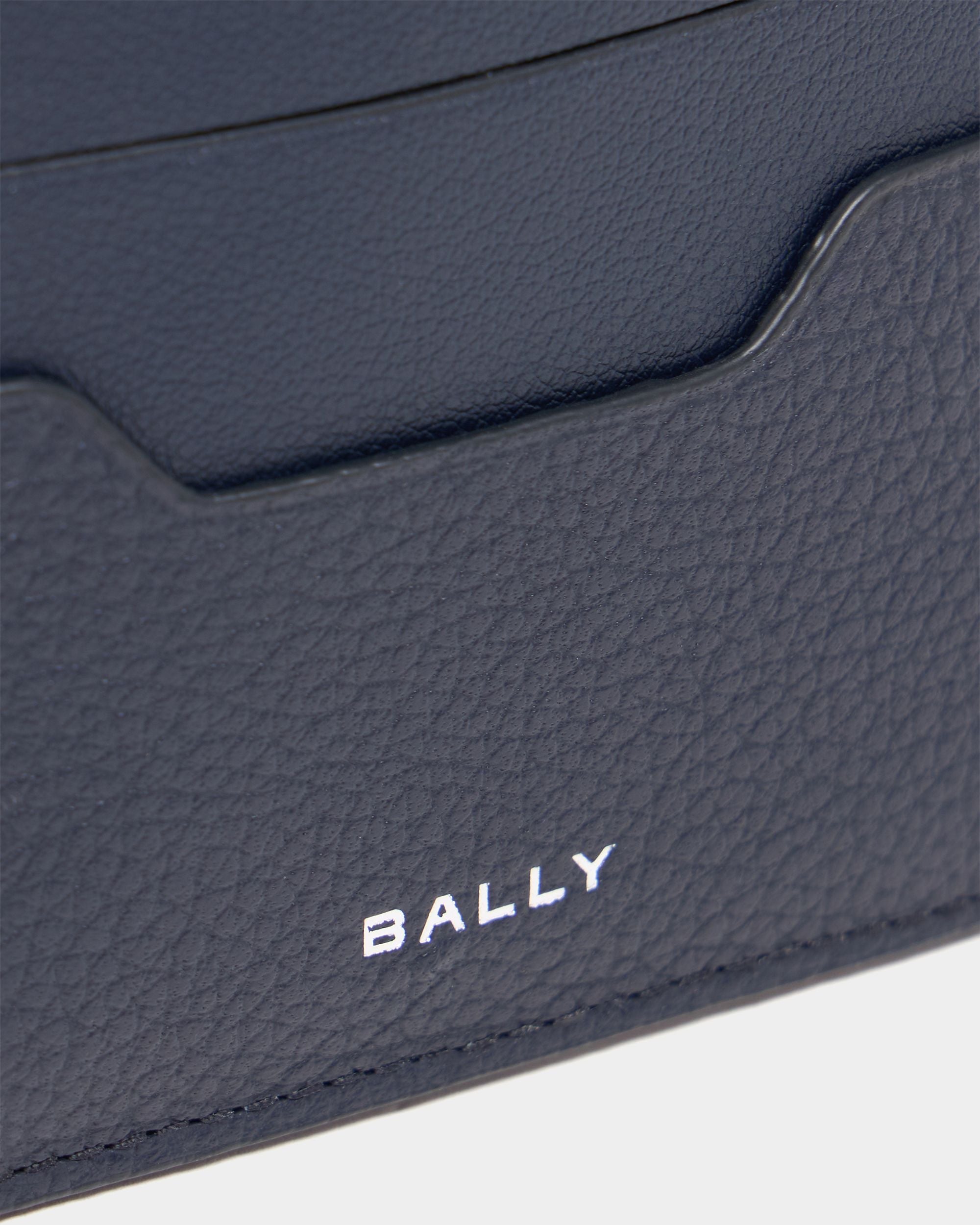 Bally Global - Capitol Card Holder in Navy Blue Grained Leather - Blue