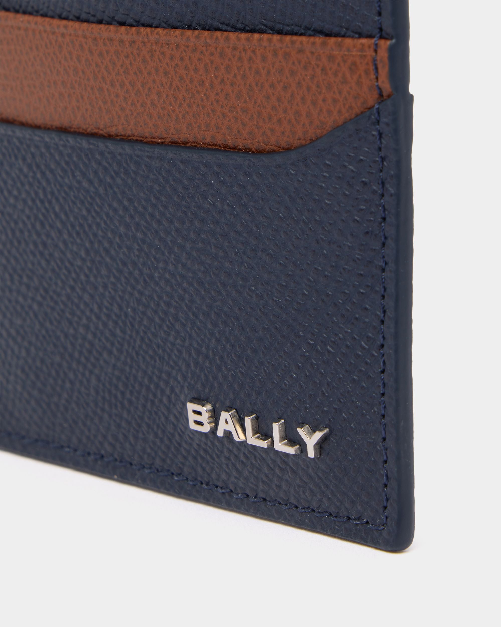 Bally Global - Porte-cartes Bally Essential en cuir grainé bleu marine - Bleu