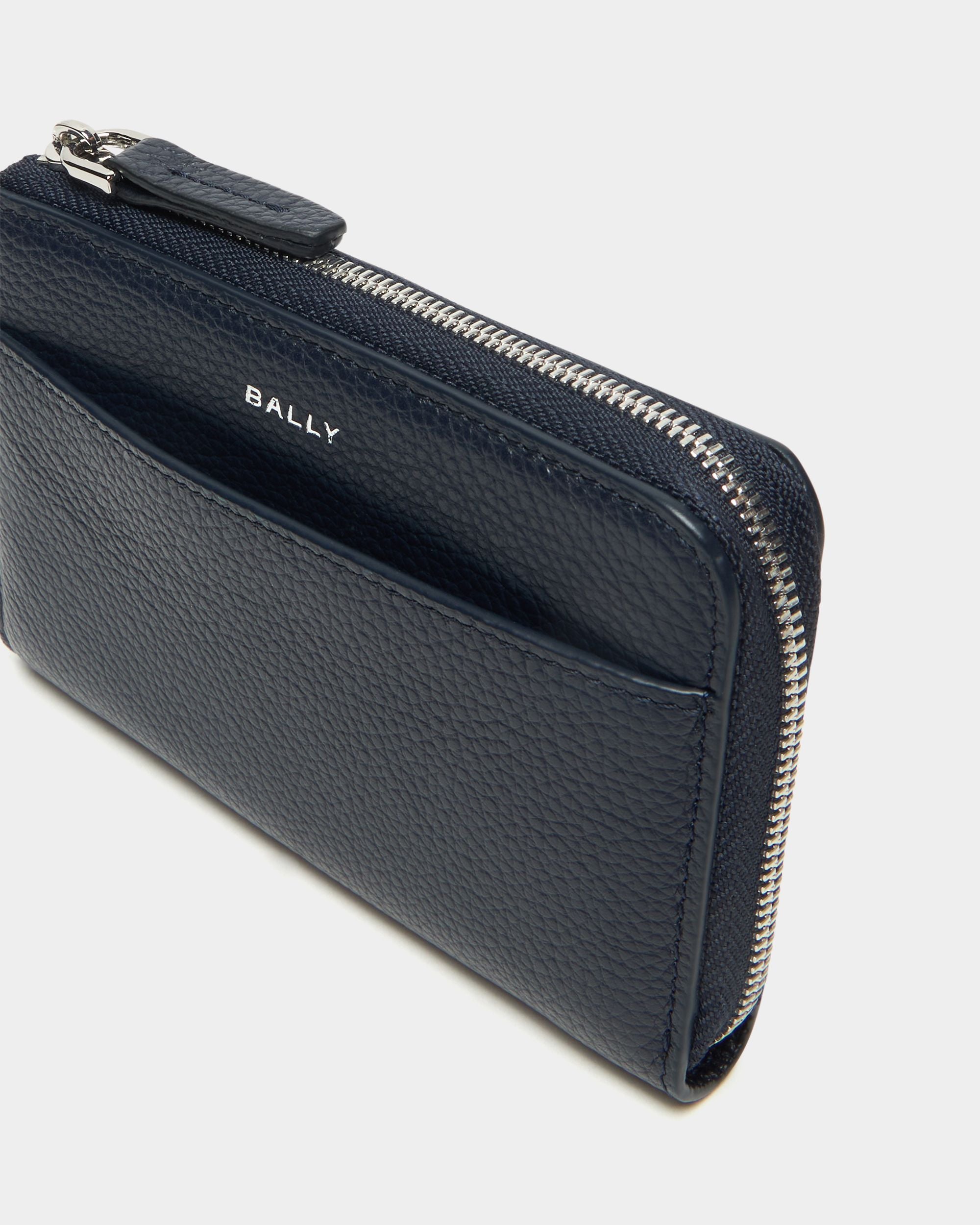 Bally Global - Portacarte Capitol In Pelle Granata Navy Blue - Blu