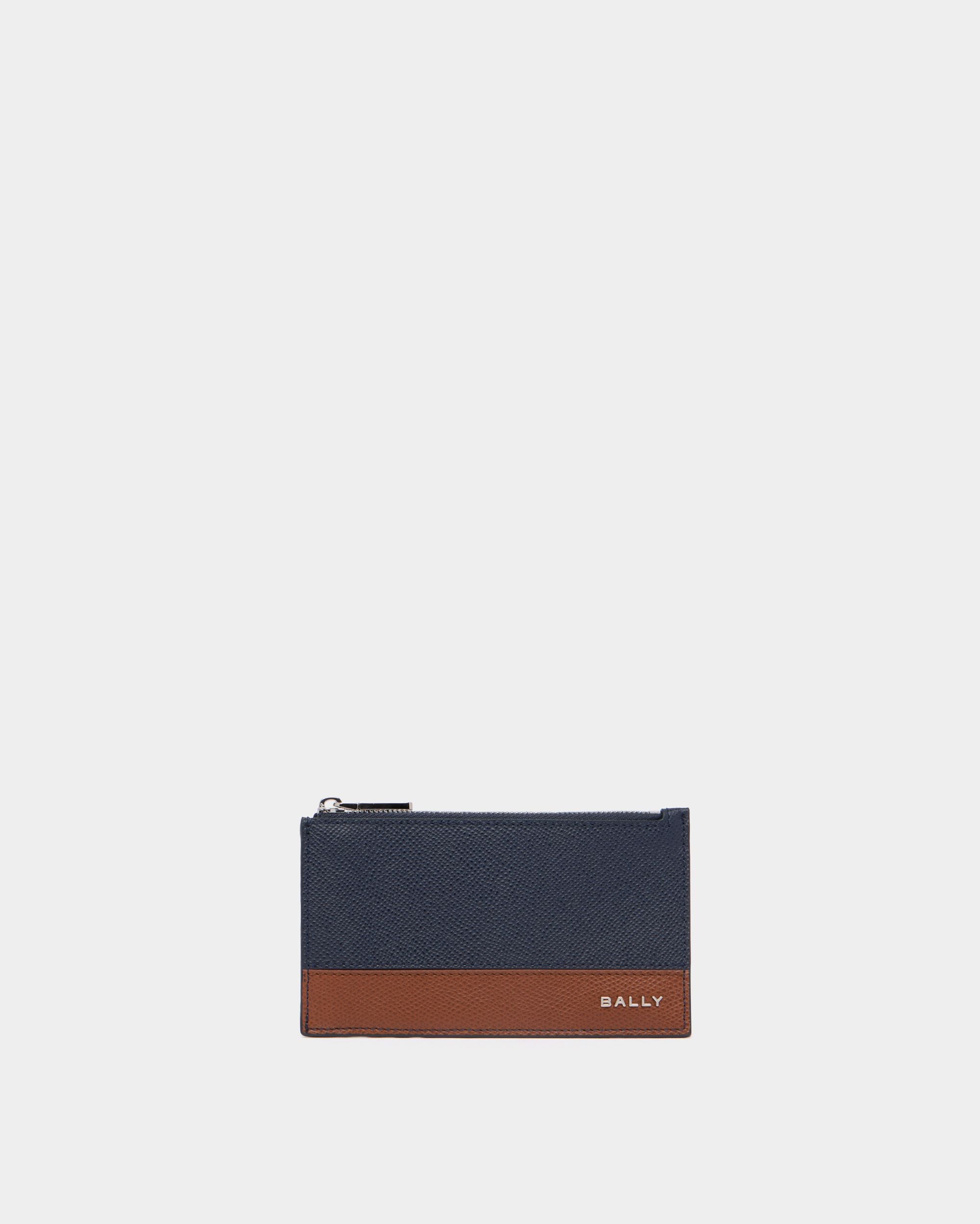Bally Global - Bally Essential Card Holder in Navy Blue Grained Leather - Blue