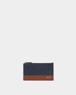 Bally Essential Card Holder in Navy Blue Grained Leather
