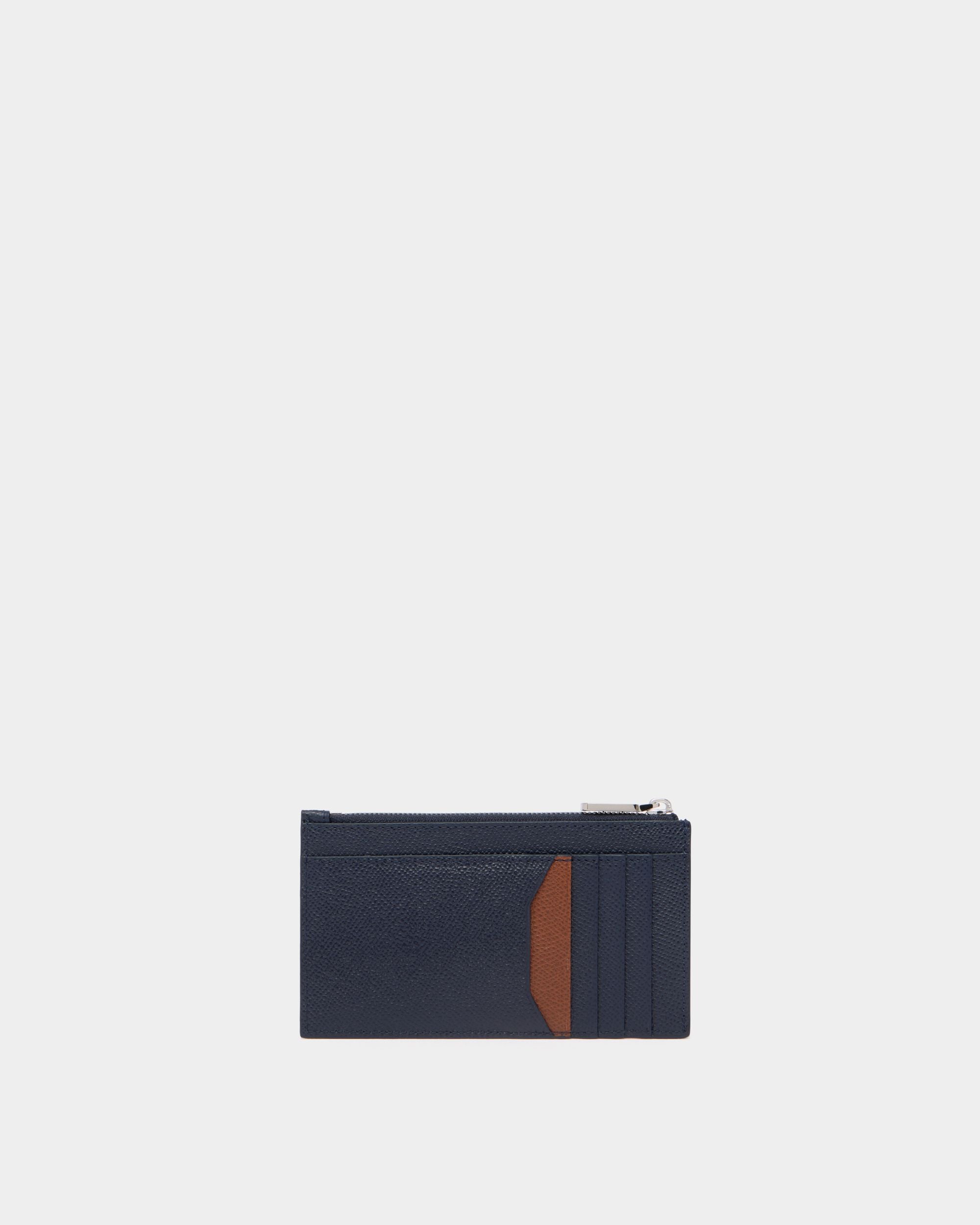 Bally Global - Bally Essential Card Holder in Navy Blue Grained Leather - Blue
